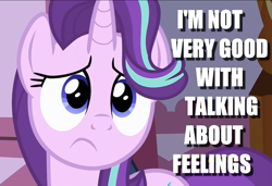 Size: 1280x877 | Tagged: safe, derpibooru import, starlight glimmer, pony, unicorn, fame and misfortune, caption, cute, female, glimmerbetes, image macro, mare, sad, sadorable, solo, text