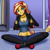 Size: 3000x3000 | Tagged: safe, alternate version, artist:artemis-polara, derpibooru import, sunset shimmer, equestria girls, alternate hairstyle, anklet, bedroom eyes, belly button, boots, clothes, female, fingerless gloves, gloves, looking at you, open jacket, shirt, shoes, sitting, smugset shimmer, solo, undressing