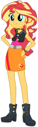 Size: 1228x4109 | Tagged: safe, artist:lhenao, artist:selenaede, artist:sugar-loop, derpibooru import, sunset shimmer, equestria girls, alternate outfits, ankle boots, base used, belt, blouse, boots, clothes, cute, cutie mark, cutie mark on clothes, female, geode of empathy, hand on hip, jacket, magical geodes, shoes, simple background, skirt, solo, spiked wristband, studs, transparent background, vector, wristband