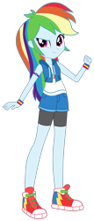 Size: 1736x4048 | Tagged: safe, artist:lhenao, artist:selenaede, artist:sugar-loop, derpibooru import, rainbow dash, human, equestria girls, alternate outfits, armband, base used, clothes, compression shorts, confident, converse, cute, cutie mark, cutie mark on clothes, denim shorts, female, geode of super speed, jacket, leggings, legs, looking at you, magical geodes, shirt, shoes, shorts, shorts over shorts, simple background, sneakers, solo, tomboy, transparent background, vector, wristband