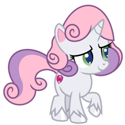 Size: 1024x1024 | Tagged: safe, artist:emeraldblast63, derpibooru import, sweetie belle, pony, unicorn, my little pony: pony life, female, filly, g4.5 to g4, raised hoof, redesign, simple background, solo, transparent background, unshorn fetlocks