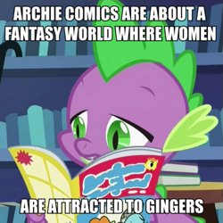 Size: 625x625 | Tagged: safe, derpibooru import, screencap, spike, dragon, made in manehattan, archie, archie comics, beanie, caption, comic book, hat, image macro, jughead, solo, text, whoopee cap