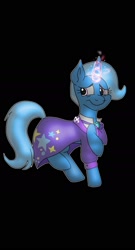 Size: 1080x1998 | Tagged: safe, artist:fantasyworlddraws, derpibooru import, trixie, pony, unicorn, the last problem, black background, female, glowing horn, horn, magic, mare, older, older trixie, sad, simple background, solo