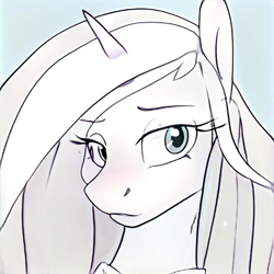 Size: 1024x1024 | Tagged: safe, artist:thisponydoesnotexist, derpibooru import, pony, unicorn, female, looking at you, mare, neural network, sketch