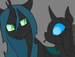 Size: 722x550 | Tagged: safe, artist:lunason, artist:truffle shine, derpibooru import, queen chrysalis, changeling, changeling queen, cute, impending doom, tired, tongue out