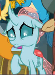 Size: 408x557 | Tagged: safe, derpibooru import, screencap, ocellus, school daze, cropped, offscreen character, solo, worried