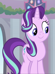 Size: 597x802 | Tagged: safe, derpibooru import, screencap, starlight glimmer, pony, unicorn, a matter of principals, cropped, cute, glimmerbetes, juxtaposition bait, smiling, solo