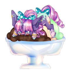 Size: 1934x1987 | Tagged: safe, artist:honeybbear, derpibooru import, oc, oc:frosted swirl, pony, unicorn, female, food, ice cream, mare, micro, simple background, solo, transparent background