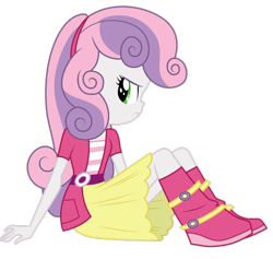 Size: 824x782 | Tagged: safe, artist:cloudyglow, artist:nightred15, derpibooru import, edit, edited edit, sweetie belle, equestria girls, rainbow rocks, angry, background removed, belt, boots, clothes, jacket, shirt, shoes, simple background, sitting, socks, solo, transparent background, vector, vector edit