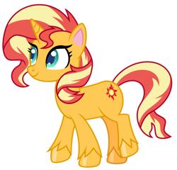 Size: 1024x984 | Tagged: safe, artist:emeraldblast63, derpibooru import, sunset shimmer, pony, unicorn, my little pony: pony life, female, g4.5 to g4, mare, redesign, simple background, smiling, solo, transparent background, vector