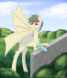 Size: 1280x1485 | Tagged: safe, artist:sketchycreations, derpibooru import, oc, oc:grav, bat pony, commission, female, solo, your character here