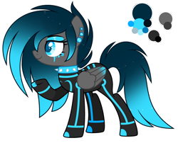 Size: 2984x2416 | Tagged: safe, artist:aestheticallylithi, artist:lazuli, derpibooru import, oc, oc only, oc:neon stream, pegasus, pony, base used, boots, choker, clothes, cyber-questria, ear piercing, earring, eyeshadow, female, gloves, jewelry, jumpsuit, makeup, mare, multicolored hair, piercing, raised hoof, reference sheet, shoes, simple background, solo, spiked choker, tattoo, transparent background