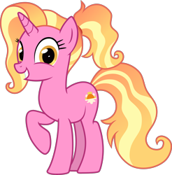 Size: 5000x5084 | Tagged: safe, artist:n0kkun, derpibooru import, luster dawn, pony, unicorn, female, grin, mare, raised hoof, simple background, smiling, solo, transparent background, vector