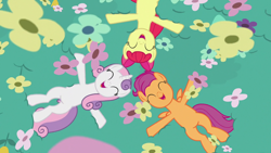 Size: 1920x1080 | Tagged: safe, derpibooru import, screencap, apple bloom, scootaloo, sweetie belle, growing up is hard to do, cutie mark crusaders, older