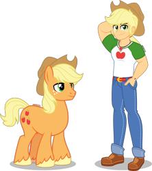Size: 3546x4000 | Tagged: safe, artist:orin331, derpibooru import, applejack, applejack (male), earth pony, pony, equestria girls, absurd resolution, clothes, cowboy hat, cute, equestria guys, geode of super strength, handsome, hat, human ponidox, magical geodes, male, pants, rule 63, self paradox, self ponidox, simple background, smiling, stallion, stetson, transparent background