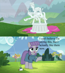 Size: 1280x1440 | Tagged: safe, derpibooru import, edit, edited screencap, screencap, cozy glow, lord tirek, maud pie, queen chrysalis, changeling, changeling queen, earth pony, pegasus, pony, the ending of the end, the maud couple, legion of doom, legion of doom statue, petrification, rock, speech, talking, that pony sure does love rocks