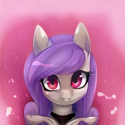 Size: 1024x1024 | Tagged: safe, artist:thisponydoesnotexist, derpibooru import, oc, oc only, earth pony, abstract background, bust, female, looking at you, mare, neural network, solo