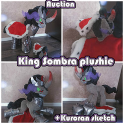 Size: 2000x2000 | Tagged: safe, artist:kuroran, derpibooru import, king sombra, unicorn, advertisement, auction, plushie