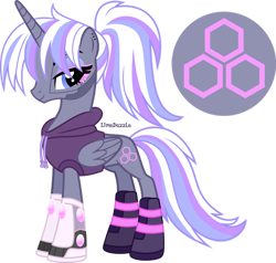 Size: 1280x1221 | Tagged: safe, artist:limedazzle, derpibooru import, oc, oc:aurora lilac, alicorn, pony, clothes, female, hoodie, mare, simple background, solo, transparent background