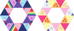 Size: 942x400 | Tagged: safe, artist:fred m. sloniker, derpibooru import, applejack, fluttershy, pinkie pie, rainbow dash, rarity, twilight sparkle, cutie mark, cutie mark only, draft, hexahexaflexagon, no pony, simple background, transparent background