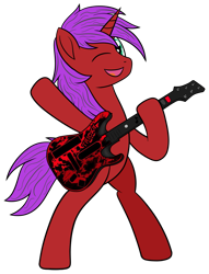 Size: 1187x1557 | Tagged: safe, artist:cloudy95, derpibooru import, oc, oc:tricky, pony, unicorn, bipedal, guitar, male, musical instrument, simple background, solo, stallion, transparent background