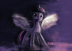 Size: 1754x1240 | Tagged: safe, artist:milekhippy, derpibooru import, twilight sparkle, twilight sparkle (alicorn), alicorn, pony, digital art, female, mare, solo, spread wings, wings