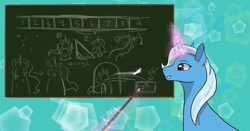 Size: 1024x538 | Tagged: safe, artist:thebrightesttwilight, derpibooru import, trixie, chalkboard, solo