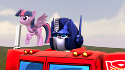 Size: 1920x1080 | Tagged: safe, artist:lance-pizon, derpibooru import, twilight sparkle, twilight sparkle (alicorn), alicorn, robot, 3d, autobot, crossover, optimus prime, sfm pony, source filmmaker, transformers