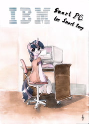 Size: 1646x2298 | Tagged: safe, artist:alexandrvirus, derpibooru import, twilight sparkle, pony, computer, ibm, ibm pc, poster