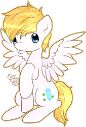 Size: 962x1418 | Tagged: safe, artist:ambercatlucky2, derpibooru import, oc, oc only, oc:ice luck, pegasus, pegasus oc, simple background, sitting, solo, transparent background, wings