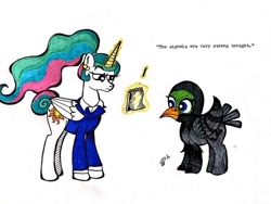 Size: 500x375 | Tagged: safe, derpibooru import, princess celestia, alicorn, pony, pigeon pony, thimbleweed park, voice actor joke