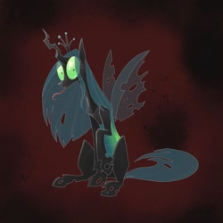 Size: 1280x1280 | Tagged: safe, artist:pfeffaroo, derpibooru import, queen chrysalis, changeling, changeling queen, female, looking at you, solo, tongue out