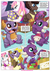 Size: 1024x1448 | Tagged: safe, artist:bbmbbf, oc, oc only, oc:lagneia, oc:olivia, anthro, dragon, comic:power of dragon mating, babies, comic, cynder, equestria untamed, palcomix, spyro the dragon