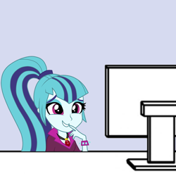 Size: 600x600 | Tagged: safe, sonata dusk, equestria girls, rainbow rocks, computer, reaction image, solo