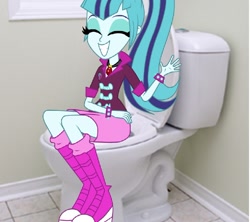 Size: 752x667 | Tagged: safe, sonata dusk, equestria girls, but why, clothes, equestria girls in real life, skirt, toilet, you're doing it wrong