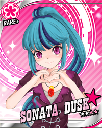 Size: 1046x1306 | Tagged: safe, alternate version, artist:d-tomoyo, sonata dusk, human, cute, heart hands, humanized, idol, idolmaster, solo