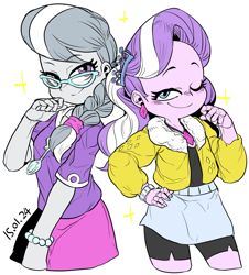 Size: 1024x1133 | Tagged: safe, artist:nekubi, diamond tiara, silver spoon, equestria girls, clothes, duo, duo female, female