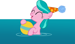 Size: 14568x8617 | Tagged: safe, artist:cyanlightning, aquamarine, earth pony, pony, the one where pinkie pie knows, .svg available, absurd resolution, ball, cute, female, filly, hat, party hat, simple background, solo, solo female, transparent background, vector, water