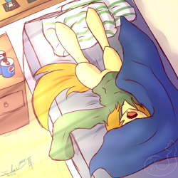 Size: 2000x2000 | Tagged: safe, artist:silverfox057, oc, oc only, oc:silverblaze, blanket, sleeping, solo