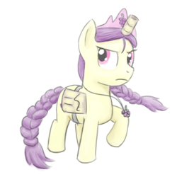 Size: 1000x1000 | Tagged: safe, artist:unsavorydom, boysenberry, earth pony, pony, clothes, costume, fake horn, fake wings, female, filly, necklace, solo, solo female, white background