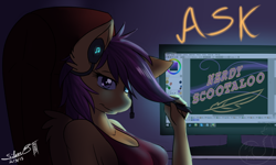 Size: 1000x600 | Tagged: safe, artist:silverfox057, scootaloo, anthro, ask, ask nerdy scootaloo, boobaloo, breasts, female, older, tumblr