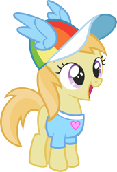 Size: 3428x5001 | Tagged: safe, artist:greseres, noi, earth pony, pony, absurd resolution, cap, clothes, cute, female, filly, hat, high res, noiabetes, rainbow dash fanclub, shirt, simple background, solo, solo female, transparent background, vector
