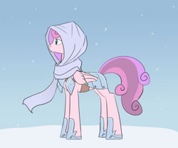 Size: 1000x832 | Tagged: safe, artist:carnifex, oc, oc only, oc:princess north star, armor, hood, offspring, parent:princess cadance, parent:shining armor, parents:shiningcadance, snow, snowfall