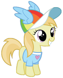 Size: 4017x5000 | Tagged: safe, artist:midnight--blitz, noi, earth pony, pony, absurd resolution, clothes, fangirl, female, filly, grin, happy, hat, heart, shirt, simple background, smiling, solo, solo female, t-shirt, transparent background, vector, wings