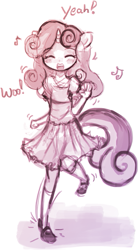 Size: 361x655 | Tagged: safe, artist:lumineko, sweetie belle, anthro, ambiguous facial structure, clothes, dress, solo