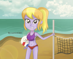 Size: 1850x1500 | Tagged: safe, artist:sumin6301, cloud kicker, equestria girls, beach, beach ball, belly button, clothes, equestria girls-ified, midriff, solo, sports bra, sports panties