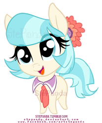 Size: 400x483 | Tagged: safe, artist:stepandy, coco pommel, chibi, cocobetes, cute, open mouth, simple background, solo, transparent background, watermark