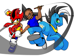 Size: 1024x768 | Tagged: safe, artist:dekomaru, oc, oc only, oc:brave star, oc:rapid the hedgehog, human, caricature, crossover, non-mlp oc, self insert, simple background, sonic the hedgehog (series), transparent background