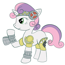 Size: 1280x1280 | Tagged: safe, artist:fantasyglow, derpibooru import, sweetie belle, sweetie bot, pony, robot, robot pony, unicorn, aigis, blank flank, female, filly, foal, hooves, horn, persona, persona 3, simple background, solo, transparent background