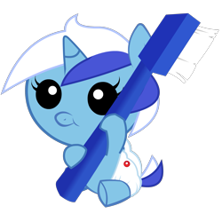 Size: 2133x2133 | Tagged: safe, artist:obisam, derpibooru import, minuette, pony, baby, baby pony, brushie, diaper, filly, foal, solo, toothbrush